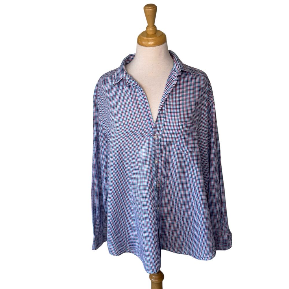 FRANK & EILEEN "Eileen" Relaxed 100% Cotton Blue Red Pink Button Down Shirt XL